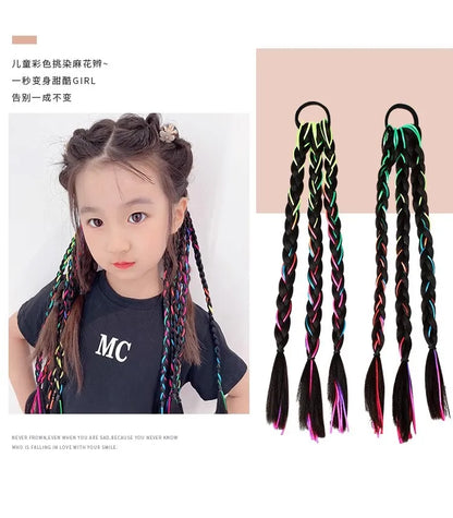 Children's boxing braids, wigs, headband, internet famous hot girls tie their hair, braids, rubber bands, girls' long hair, dirt