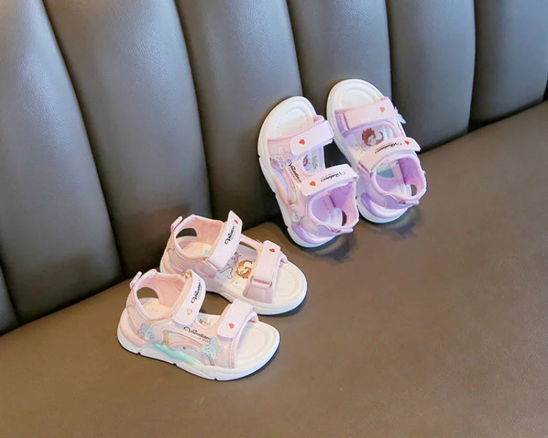 Sandalias Princess Sandals Summer New Cartoon Girl Shoe Soft Sole Baby Sandals Fashion Beach Shoe Flat Sandals Kid Shoe