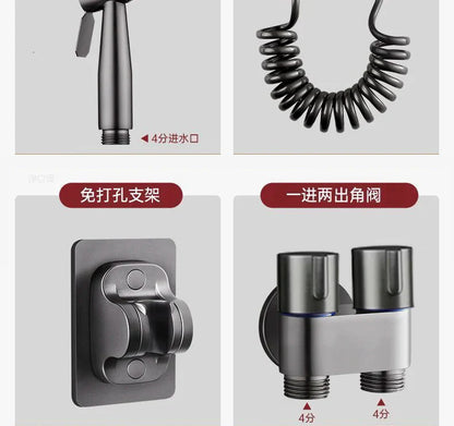 Handheld Toilet Bidet Faucet Sprayer Stainless Steel Bathroom Bidet Spraye Set Hand Sprayer Shower Head Self Cleaning No Punch