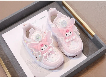 Girls Leather Hook-and-Loop Shoes - Non-Slip Thick Sole Chunky Sneakers Soft Bottom Fashion Casual Shoes for Kids