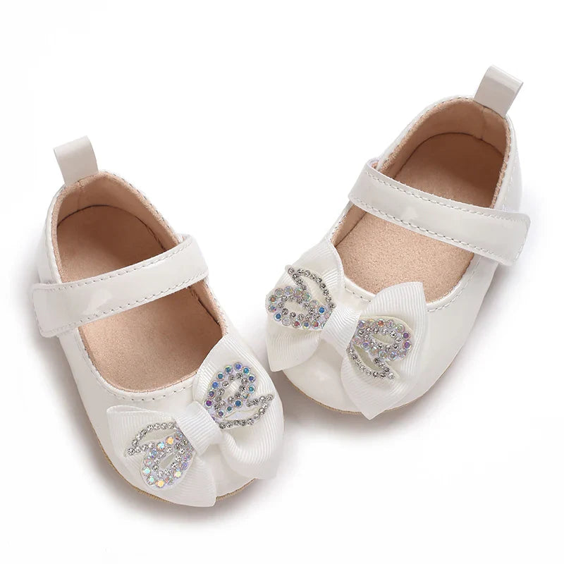 Spring and Autumn Bow Mary Jane Princess Shoes  Baby Girl Rubber Bottom Anti slip Sneaker