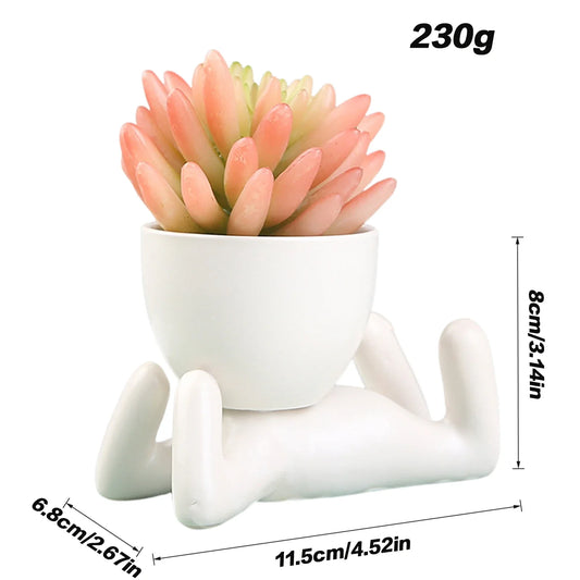 Small Human Modeling Plant Pot Decorative Flower Planter for Outdoor Garden Decoration