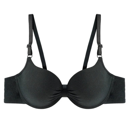 Women's Sexy Cotton Gathered Bra Deep V Underwire Ladied  Brassiere Push Up Lingerie Solid Bras Backless Intimate Underwear (Available)