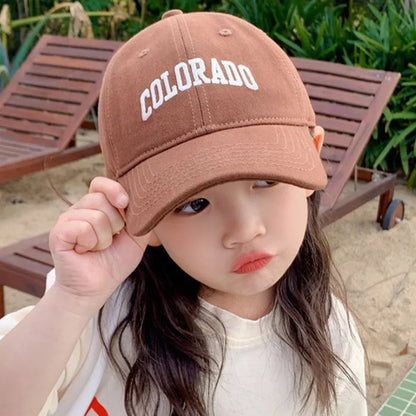 Fashion Letter Children Baseball Hat Solid Cotton Kids Duck Tongue Cap