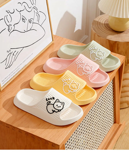 Summer Slippers Bathroom Platform Non-Slip Home Bear Cartoon Flip Flops Beach  Sandals Slides Indoor Outdoor