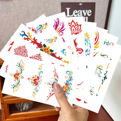 10 sheets Dunhuang eyebrow tattoo stickers ancient style Hanfu waterproof performance face forehead printed tattoo stickers