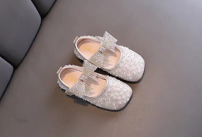 Fashion Children's Bow Rhinestone Sequin Kids Shoes Baby Party Student Flat Performance Shoes