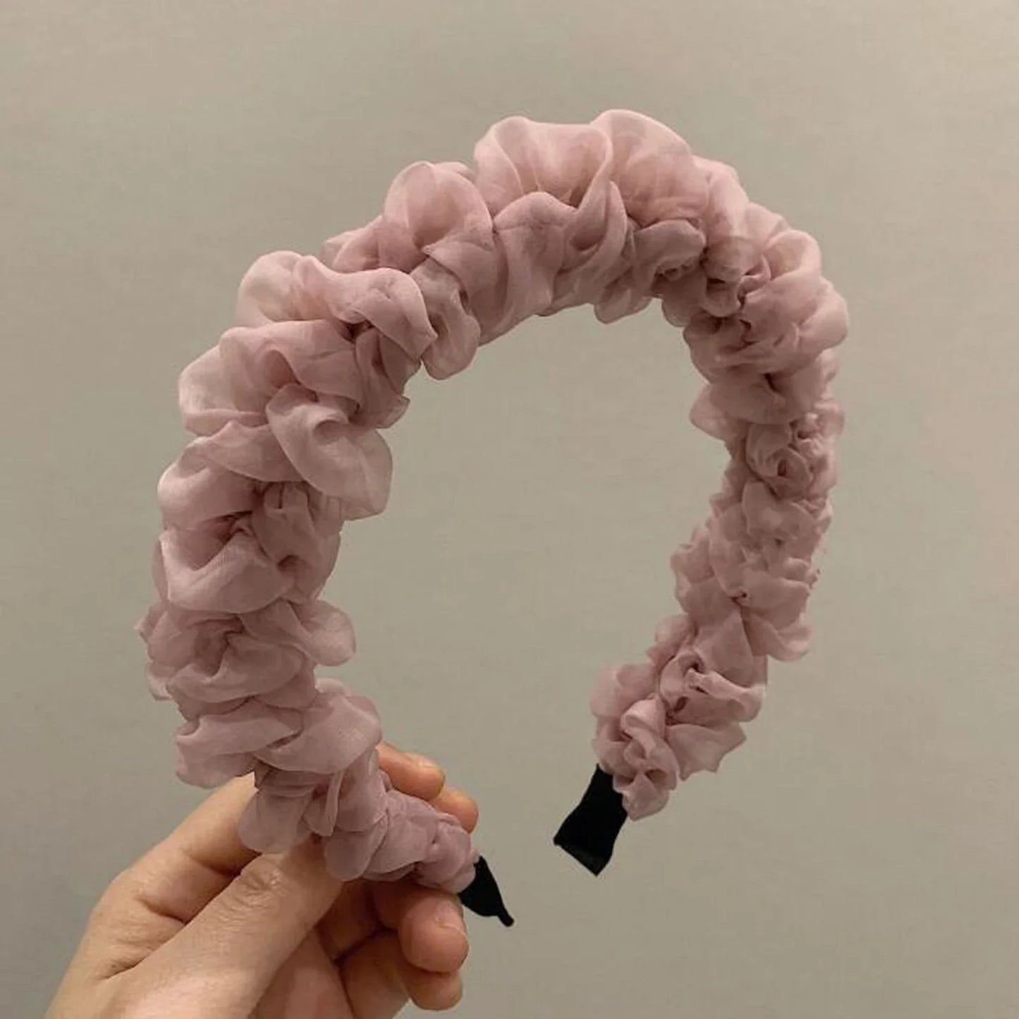 Fashion Women Headband Wide Side Mesh Flower Hairband Pleated Turban Casual Soft Headwear Hair Accessories