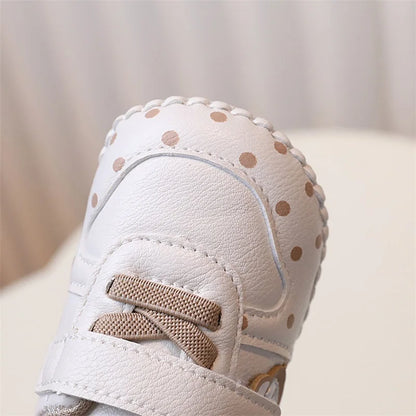 Baby Girls Synthetic Leather Flat Shoes Spring Autumn Anti-Slip Sole Cartoon Infant Shoes