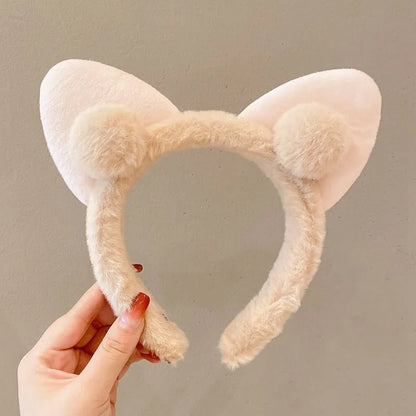 Hair Band Female Wash Face Cat Ears Headband Net Red Simple Cute Girl Heart Wide-brimmed Plush Hair Band Hairpin Head Jewelry