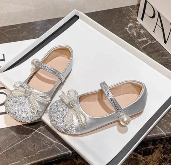 Girls Crystal Sparkle Princess Shoes Kids Fashion Leather Comfortable Party Performance Flats for Toddlers