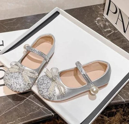 Girls Crystal Sparkle Princess Shoes Kids Fashion Leather Comfortable Party Performance Flats for Toddlers