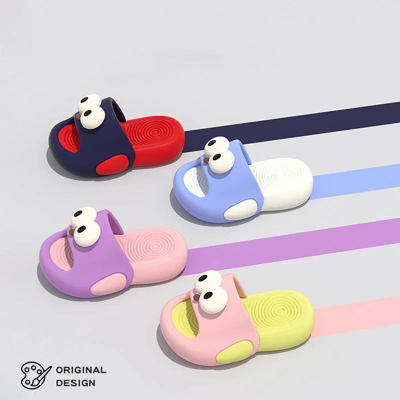 New Child Slippers Lovely Big Eyes Pattern Girls' Shoes EVA Thick Sole Ssandals For Kids Comfortable Girl Slippers