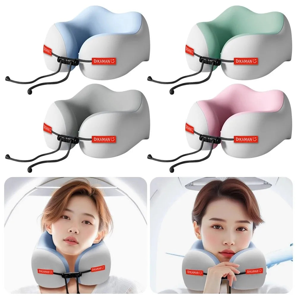 Portable U-shaped Pillow Double Hump Design Ergonomic Neck Pillow Press-inflatable Travel Pillow