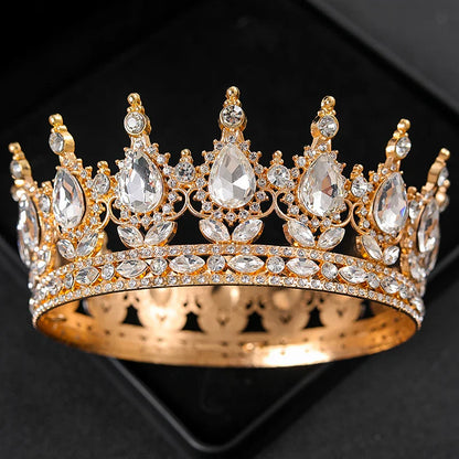 Gold Crystal Tiaras And Crowns Headband Rhinestone Prom Diadem Crown Bridal Wedding Hair Accessories Jewelry Crown Tiara Gift