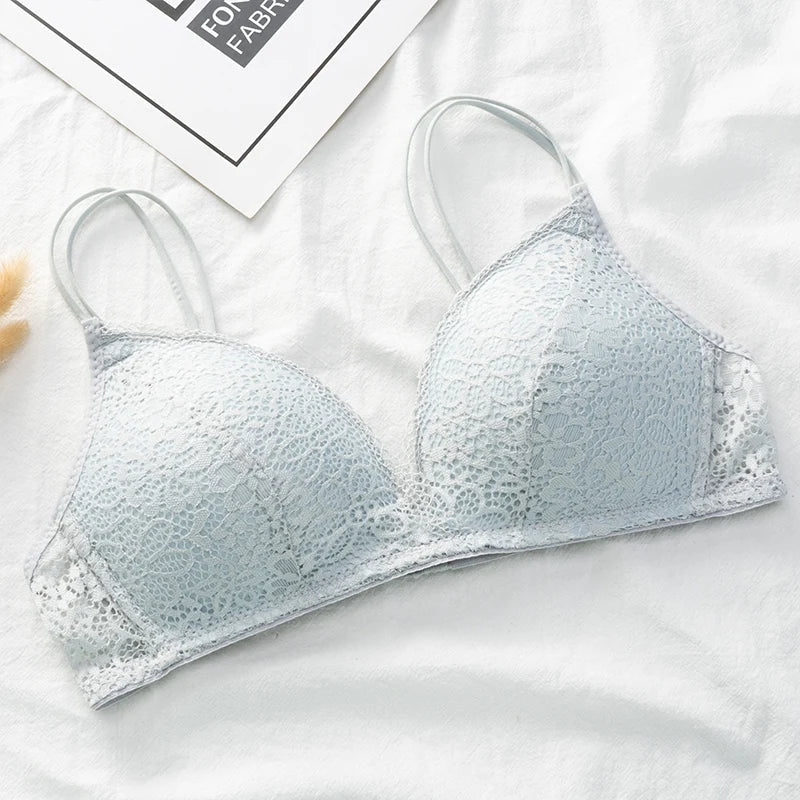 Women Bra Sexy Lace Bralette Floral Wireless Bra Female Comfortable Underwear Soft Solid Color Adjusted-straps Lingerie