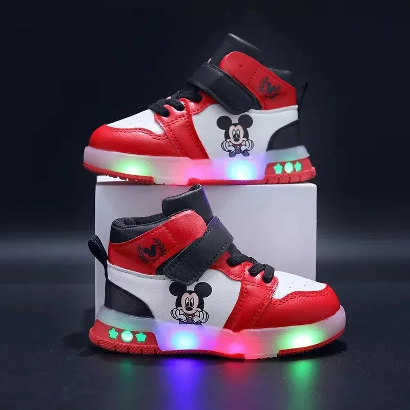 Cute Minnie Mickey Cartoon Led Lighted Shoes for Boys Girls Luminous Shoes Toddler Flash Lights