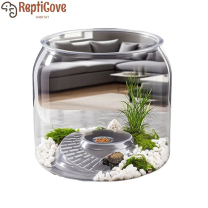 Round Spiral Climbing Platform Aquarium,Desktop Ecological Habitat with High-Transparency Viewing,Spiral Ramp Terrarium