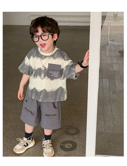 Boys Summer Clothes Set Camouflage Short Sleeve T-shirt + Cargo Shorts 2PCS Kids Casual Streetwear Outfit Two-piece set