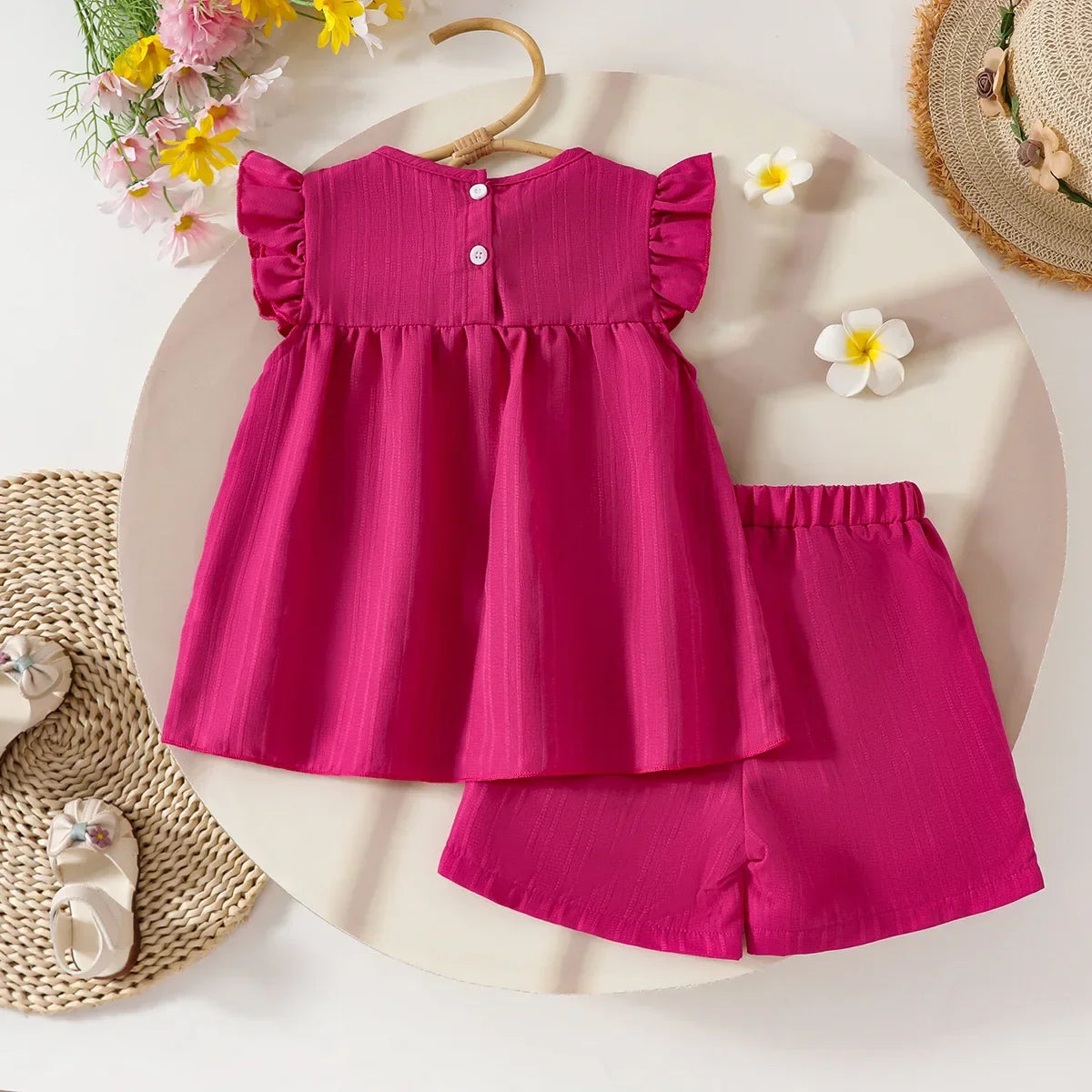 Children's Clothing Sets Small Flower Sleeveless Top + Bow Shorts 2pcs Sets Toddler Girl Clothes Kids Boutique Clothes
