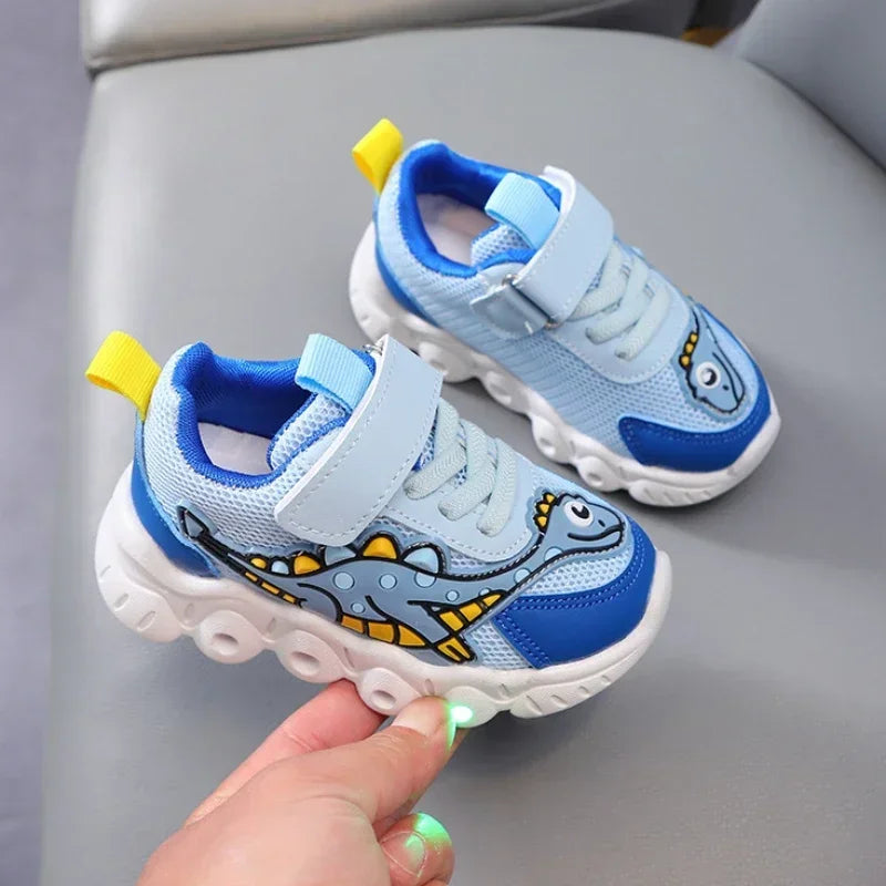 Children Cute Cartoon Boys Casual Sneaker for Children Shoes Girl Mesh Breathable Lighting Shoes Baby Illuminated Shoe