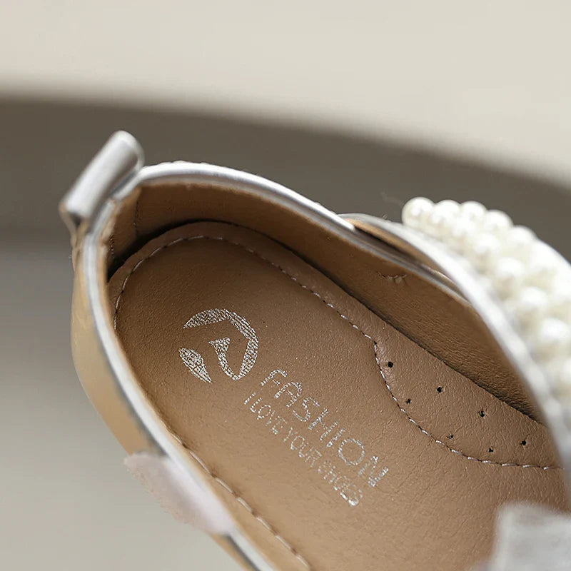 New Spring Autumn Kids Leather Shoes Side Bowknot Little Girls Dress Flat Shoes Elegant Children Princess Ballet Shoes for Party