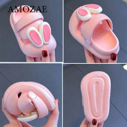 New Summer Children Sandals Kids Cartoon Rabbit Slippers Toddler Boys Girls Soft Sole Shoes Anti-Slip Indoor Bathing Slippers