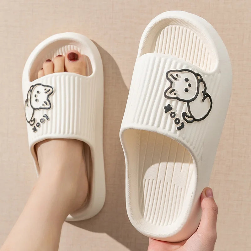 Summer Slippers Bathroom Platform Non-Slip Home Bear Cartoon Flip Flops Beach  Sandals Slides Indoor Outdoor