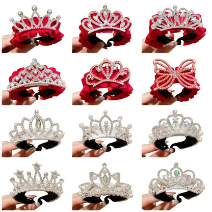 Children's New Year Crown Pearl Crystal Chinese Hair Claw Rhinestone for Princess Dress