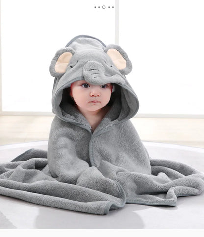 0-3 Years Unisex Baby Bathrobe Flannel Cape Cartoon Boys Girls Hooded Bathrobe Newborn Shower Gift Wrap Swaddling Bath Towel