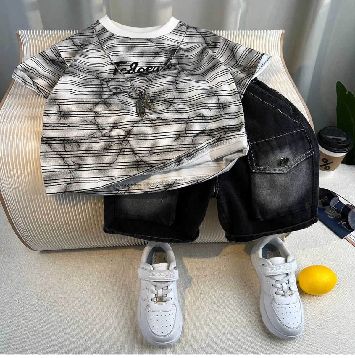 Hot Sale Fashion Baby Boy Suit Summer Clothes Short Sleeve T-shirt Short Jeans 2 Piece Set Kids Outfit Children's Costume