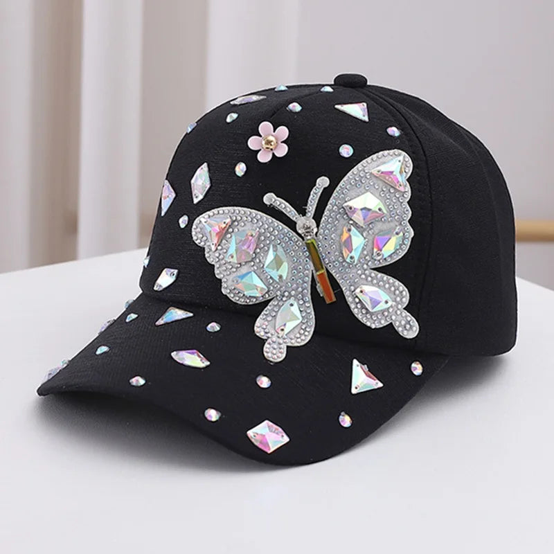 Butterfly Baseball Cap Women's Spring Summer Versatile Sunshade Hat Lace Pattern Baseball Cap