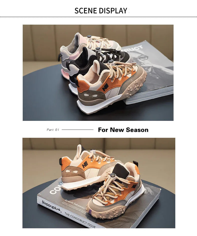 Children Sport Shoes Winter Autumn Baby Cotton Shoes Girls Fashion Color Matching Clunky Sneakers Boys Warm Soft Running Shoes