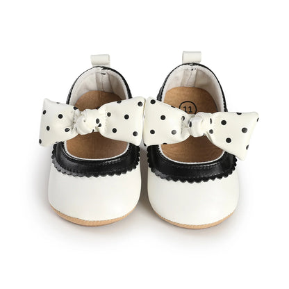 Lioraitiin Toddler Baby Girls Princess Shoes Soft Bow Non-slip Bottom First Walker Shoes Shoes