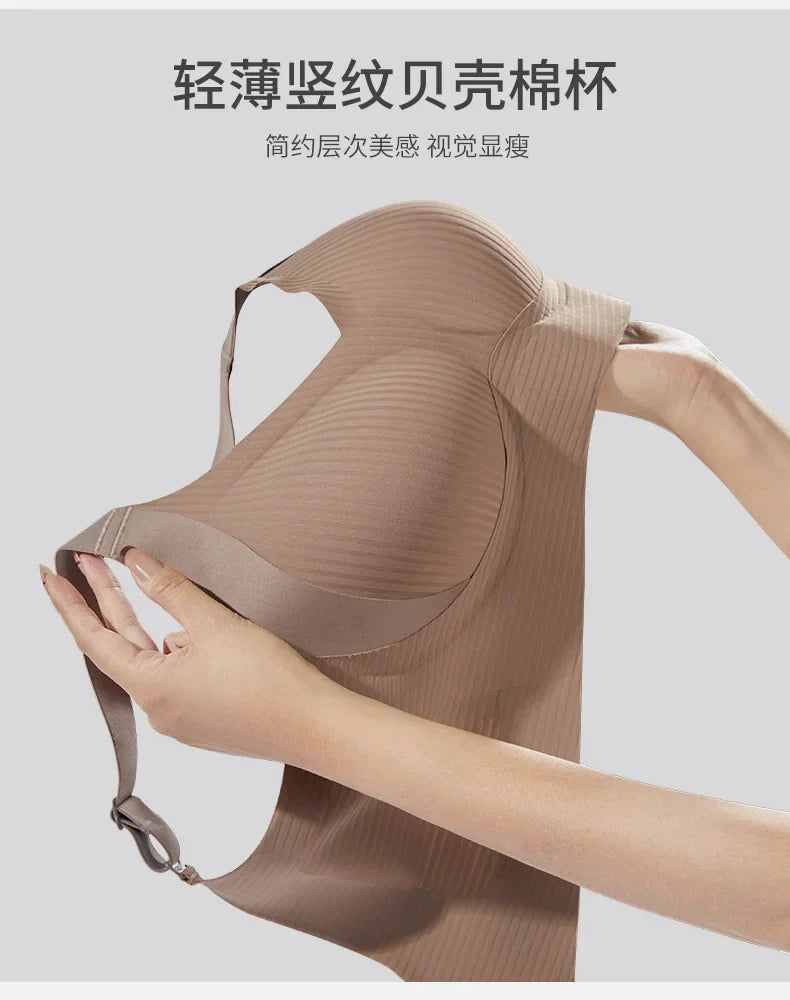 Women's Seamless Underwear Thin with Removable Pads Comfortable Wireless Adjustable Bra Tops Pull-up Anti-sagging Bra