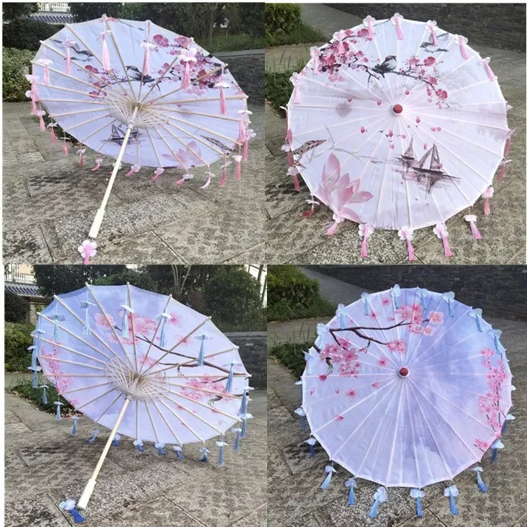 Women Umbrella Japanese Cherry Blossoms Tassel petal umbrella Chinese Style Oil Paper Umbrella