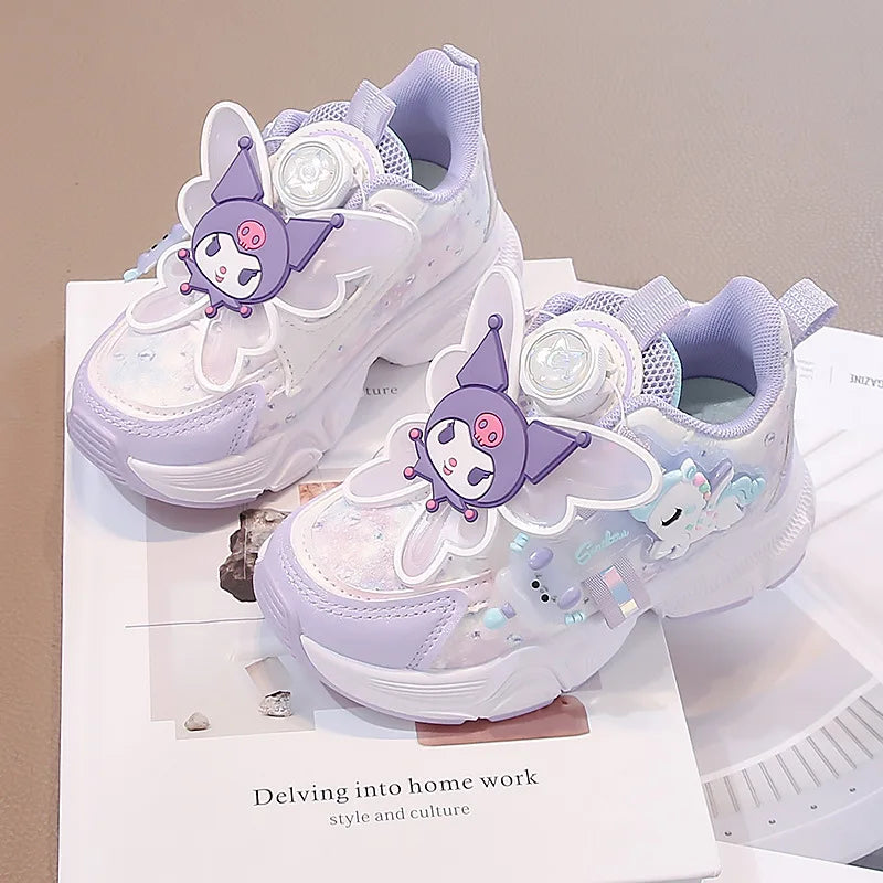 Girls Leather Hook-and-Loop Shoes - Non-Slip Thick Sole Chunky Sneakers Soft Bottom Fashion Casual Shoes for Kids