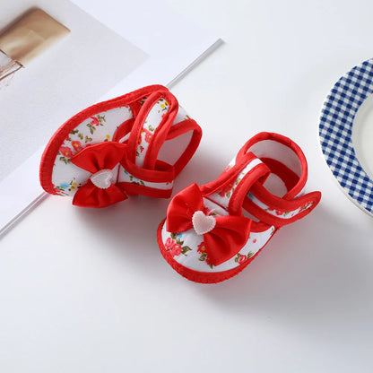 Newborn Baby Boy Girls Shoes Spring Autumn Lovely Floral Embroidery Anti-Slip Sneaker Crib Shoes Soft Cotton Cute First Walkers