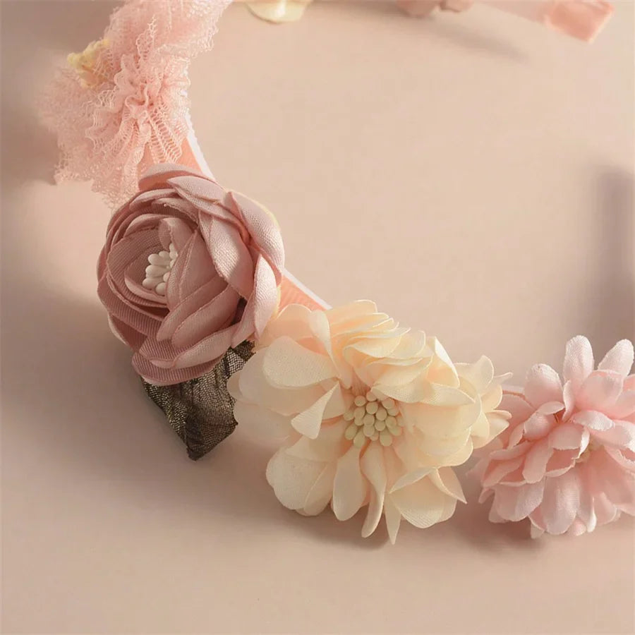Advanced Handmade Flower Girls Headbands Cute Pearl Feather Wedding Crown Princess Dance Party Headwear Fashion Hoop Accessories