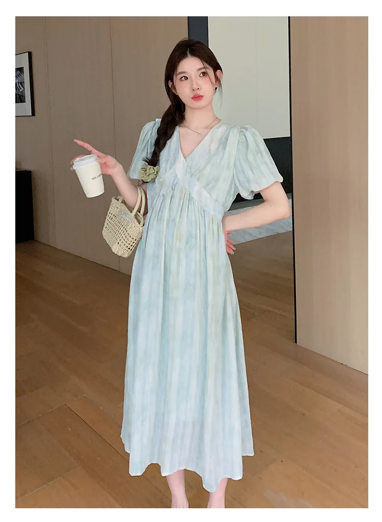 Pregnant Women's Dress Summer  Fashionable Western Style Loose Belly Covering French High Waisted Long Skirt