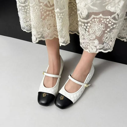 Spring and Autumn temperament commuting shallow mouth single shoe square toe Mary Zhen single shoe women