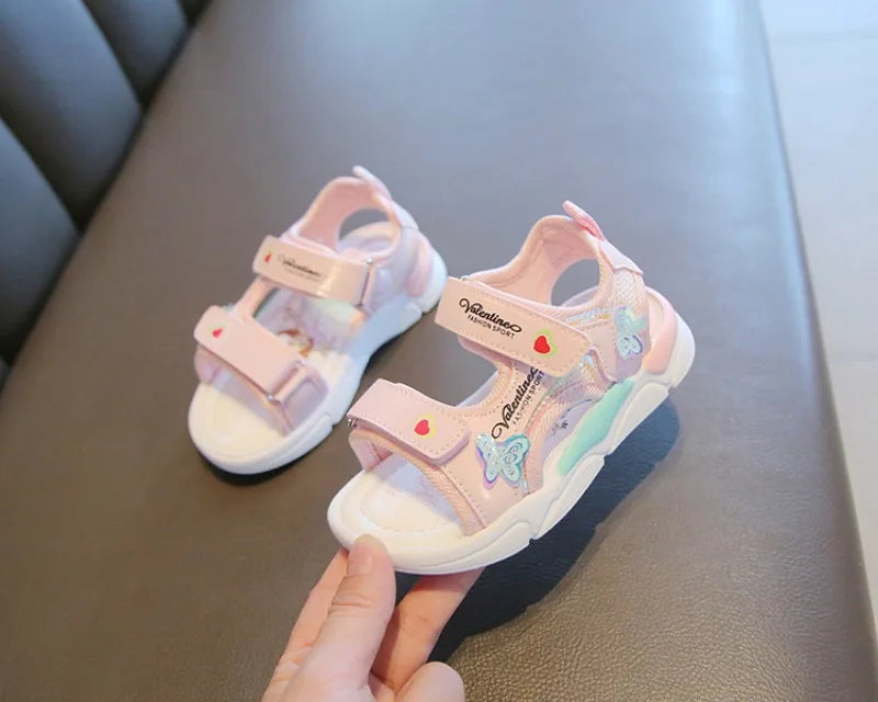 Sandalias Princess Sandals Summer New Cartoon Girl Shoe Soft Sole Baby Sandals Fashion Beach Shoe Flat Sandals Kid Shoe