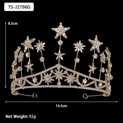 Efily Gold Color Wedding Tiaras and Crowns for Pearl Rhinestone Headband Bride Headpiece Jewelry
