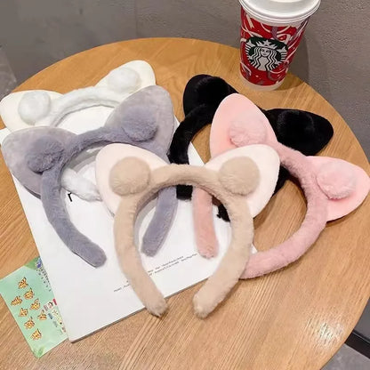 Hair Band Female Wash Face Cat Ears Headband Net Red Simple Cute Girl Heart Wide-brimmed Plush Hair Band Hairpin Head Jewelry