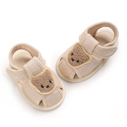 Summer Baby Walking Shoes Baby Shoes Male Sandals Female Cute Cartoon Breathable Shoes Soft Sole Non slip Shoes Headband