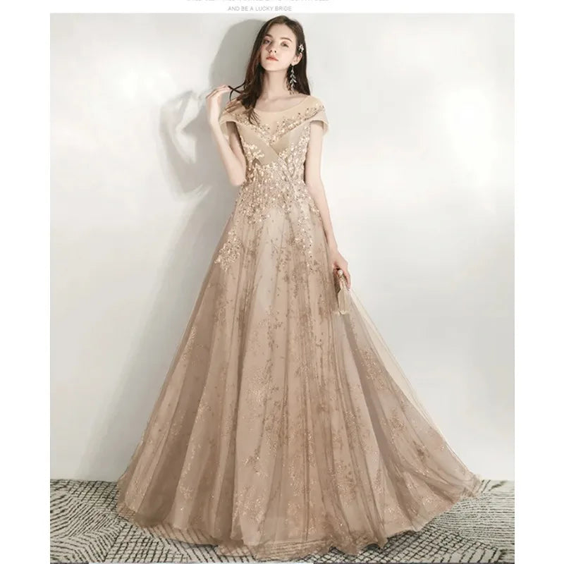 Banquet Evening Dress Dress Female  New Style Temperament Company Annual Meeting Birthday Glitter Host Art Exam Tail Dress