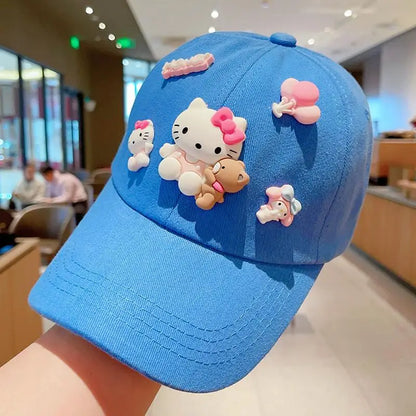 New Sanrio Animation Hello Kitty Travel Cap Spring and Autumn Girls Outdoor Versatile Baseball Cap Sun Protection Visor Hat