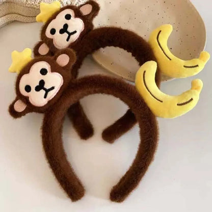 Sweet Hair Accessories Dachshund Hair Hoop Plaid Bow New Year Headwear Red Headband Moon Creative Cartoon Monkey Hairband Girls