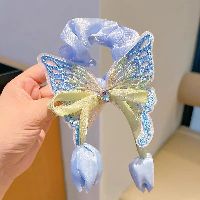 Cute Tulip Tassel Butterfly Elastic Hair Bands for Girls Kids Princess Hair Accessories Baby Headwear Hair Ties
