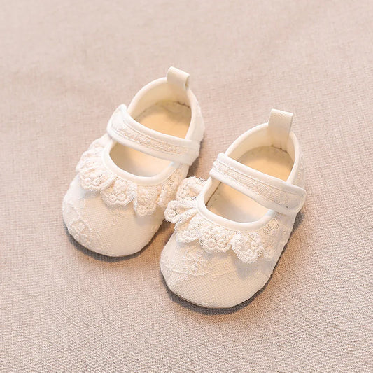 Baby Girls Shoes Non-Slip Soft Soled Lace Bowknot Flats Toddler Girls First Walker Spring Autumn Princess Shoes